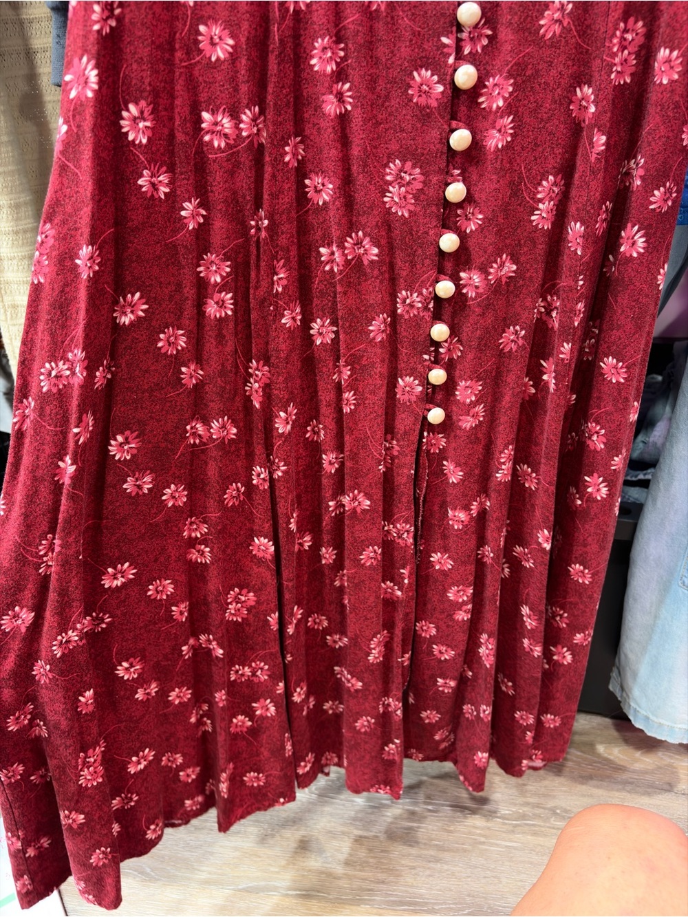 Vintage 90s cottagecore romantic boho whimsical Floral Button-Front Midi Dress - Picture 7 of 9